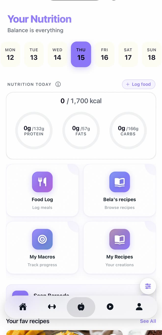 Berri app, nutrition